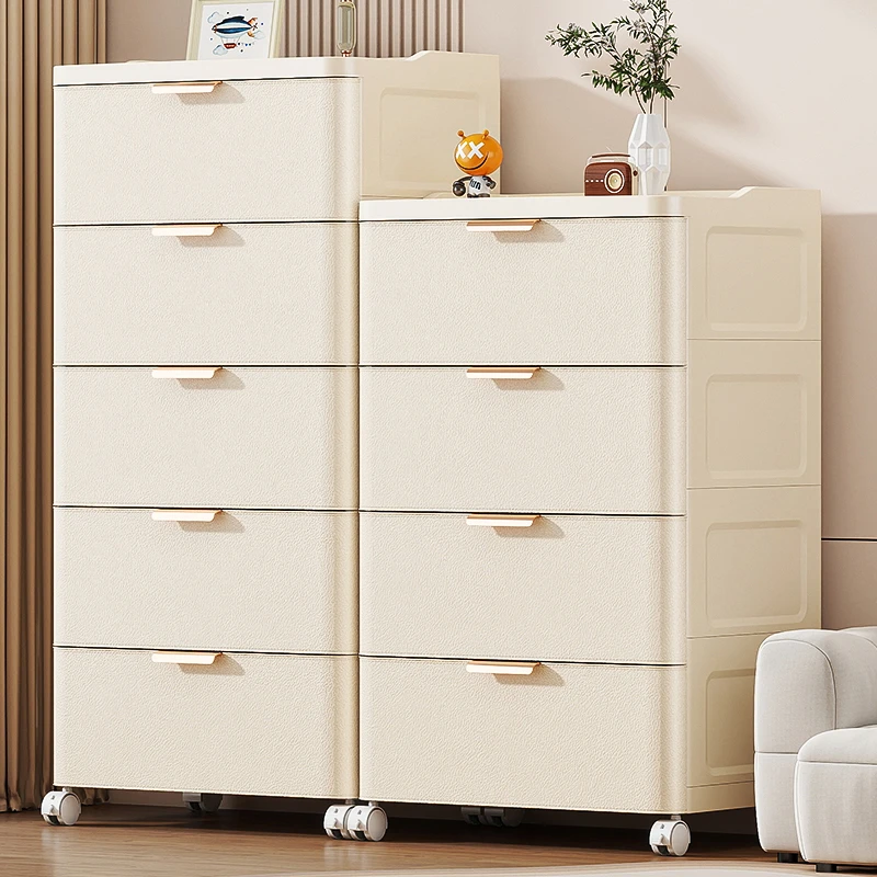加厚抽屉式收纳柜客厅置物柜零食柜多层夹缝储物柜卧室床头五斗柜