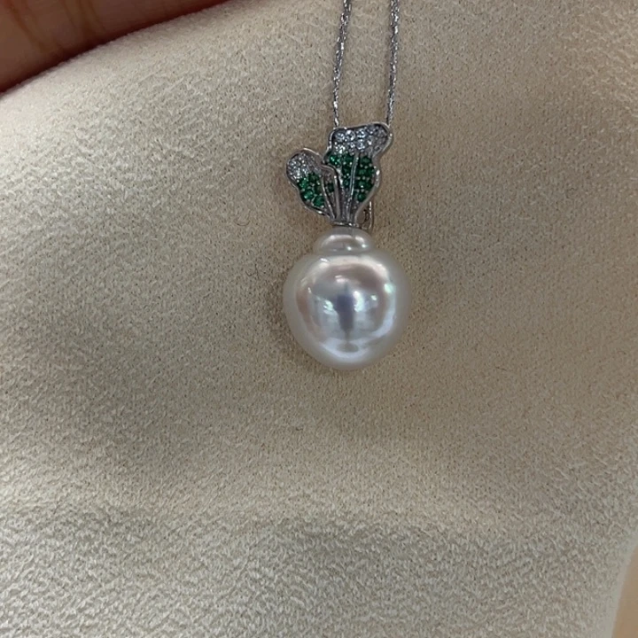 吊坠(不含链)银S925镶嵌海水珍珠11mm36号