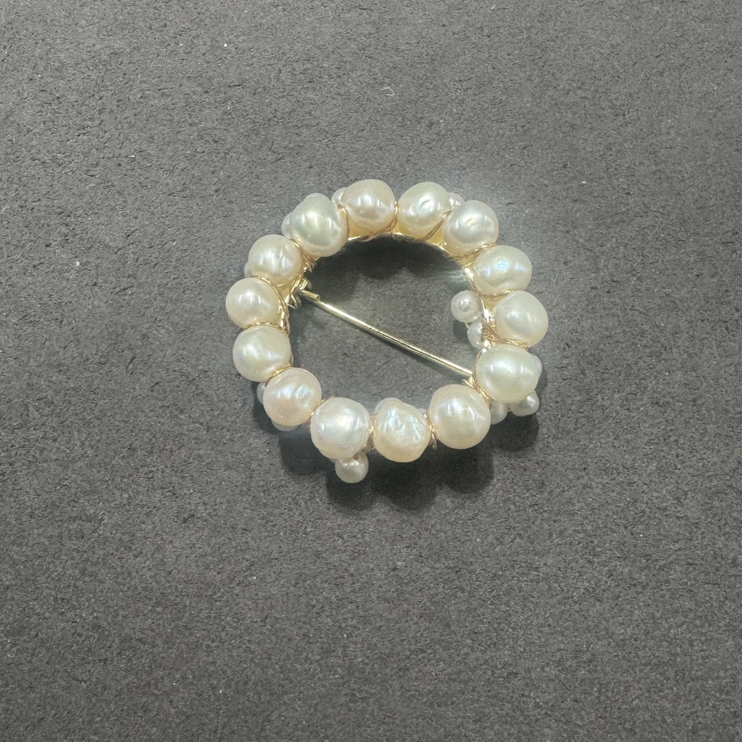 3058-珍珠胸针一个7-8mm多样性发一