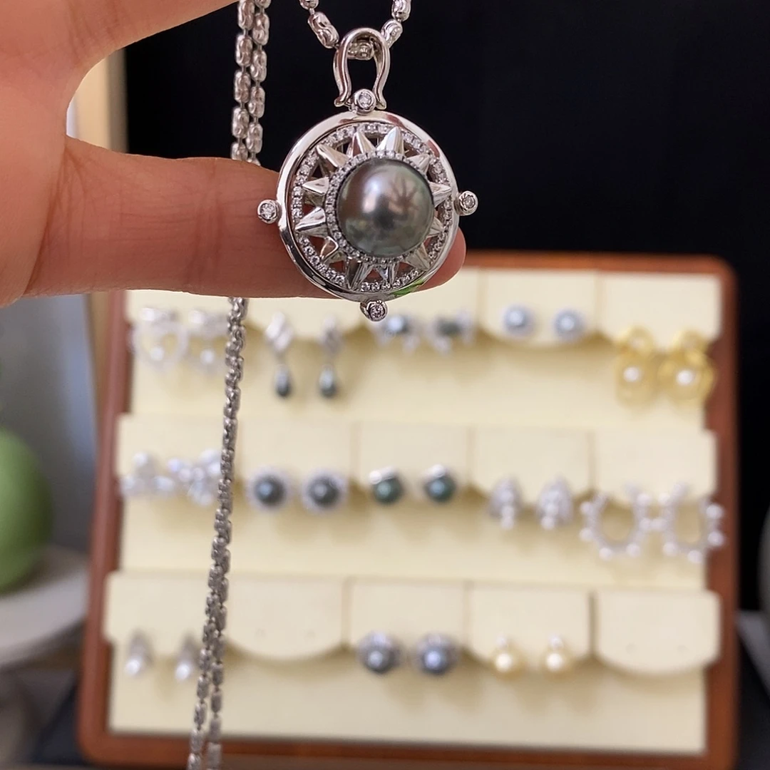 海水珍珠银S925镶嵌吊坠(不含链)