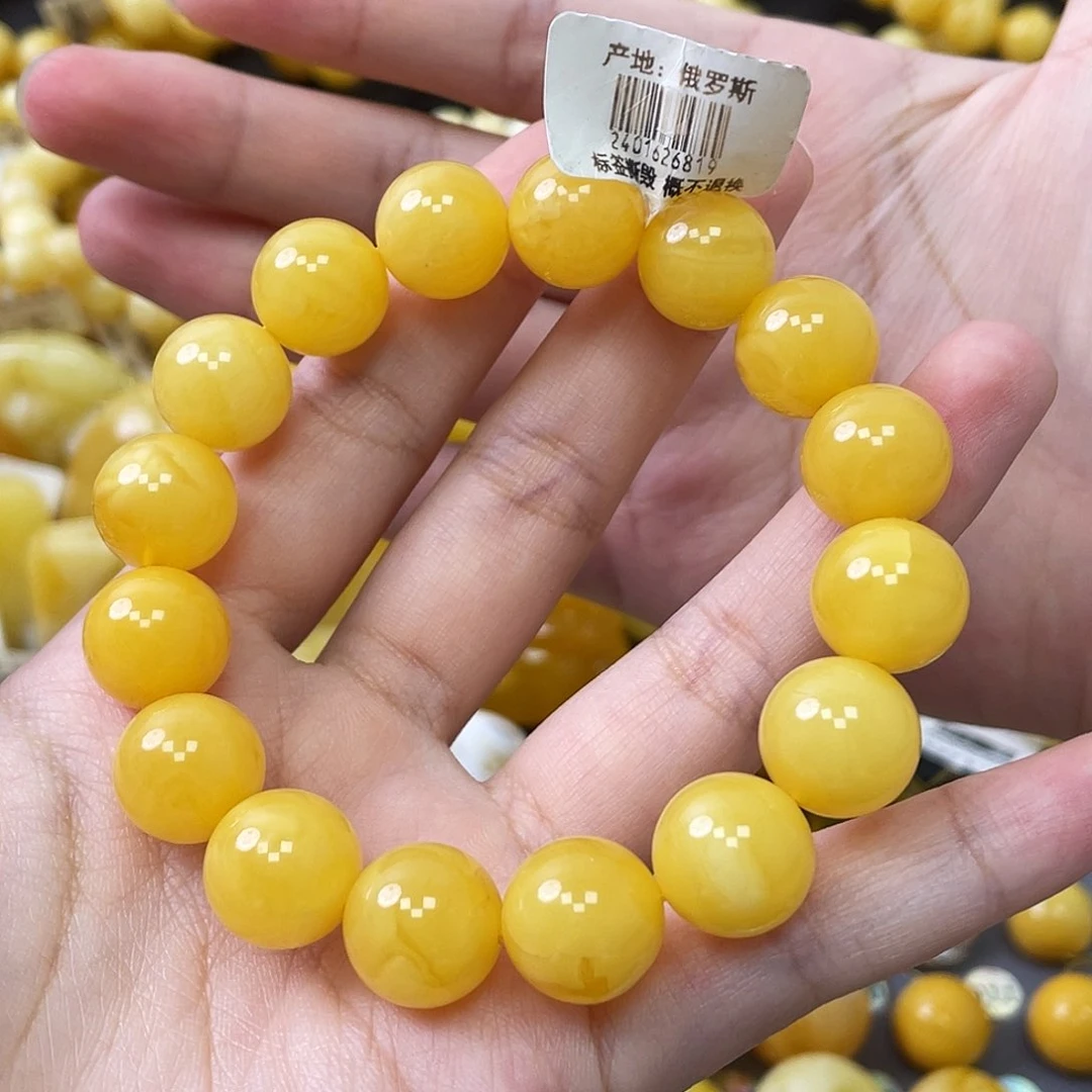 蜜蜡未镶嵌珠宝奇石瑕圆珠手串13mm+
