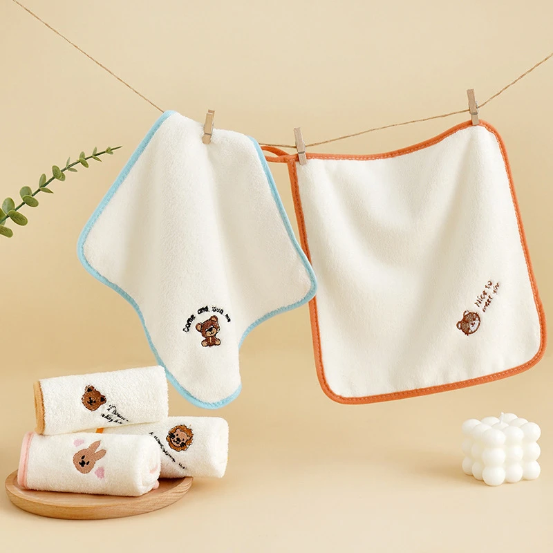 新款珊瑚绒儿童洗脸小毛巾超柔婴儿方巾专用洗漱口水巾宝宝手帕巾