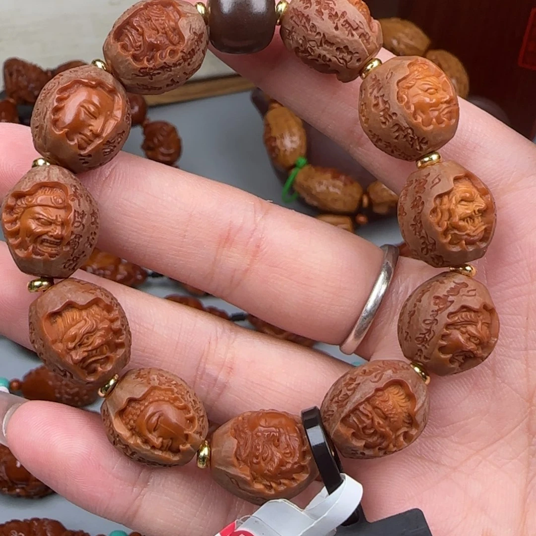 橄榄核手串14小籽水晶核包衣心经佛魔一念