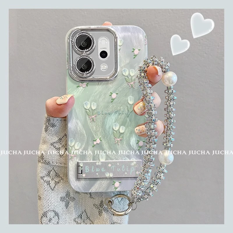 适用opporeno14手机壳小众个性女高级感reo14pro新款全包带支架潮