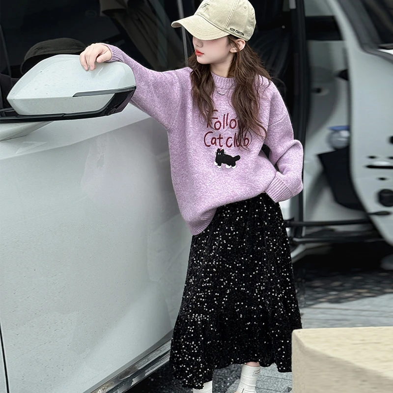 女童保暖毛衣2025新款秋冬装洋气时髦中大童超好看加厚针织衫12岁