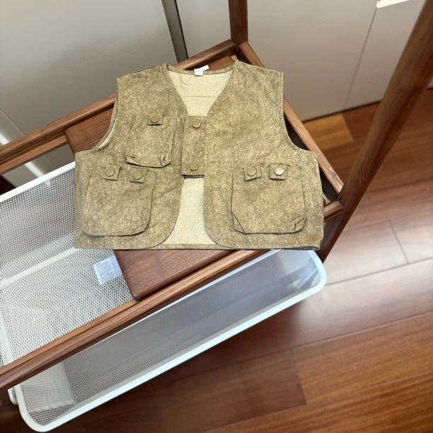 【编号N104】M82308-14-儿童设计感工装马甲卡其色-MZX