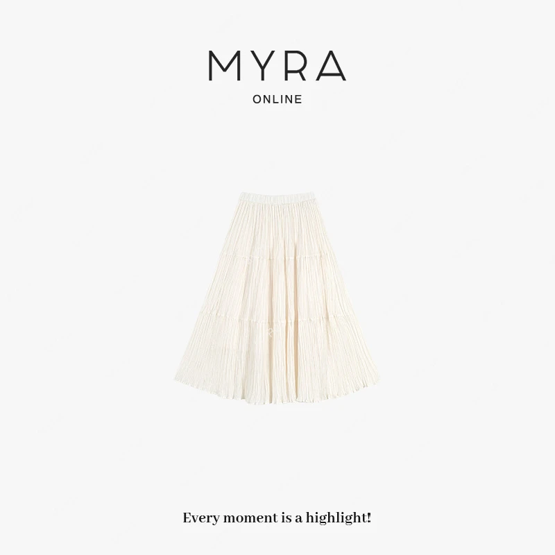 MYRA“风琴”日本定制面料立体压褶高腰半身裙XMSC025363