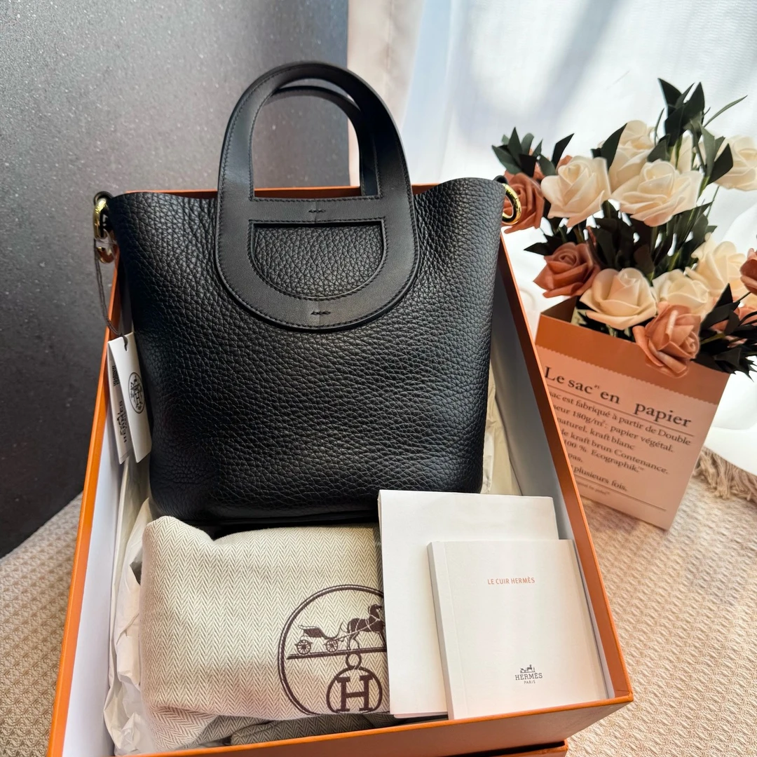 99新 Hermes/爱马仕 猪鼻子黑金手提包18 W刻原盒尘袋 吊牌 册子