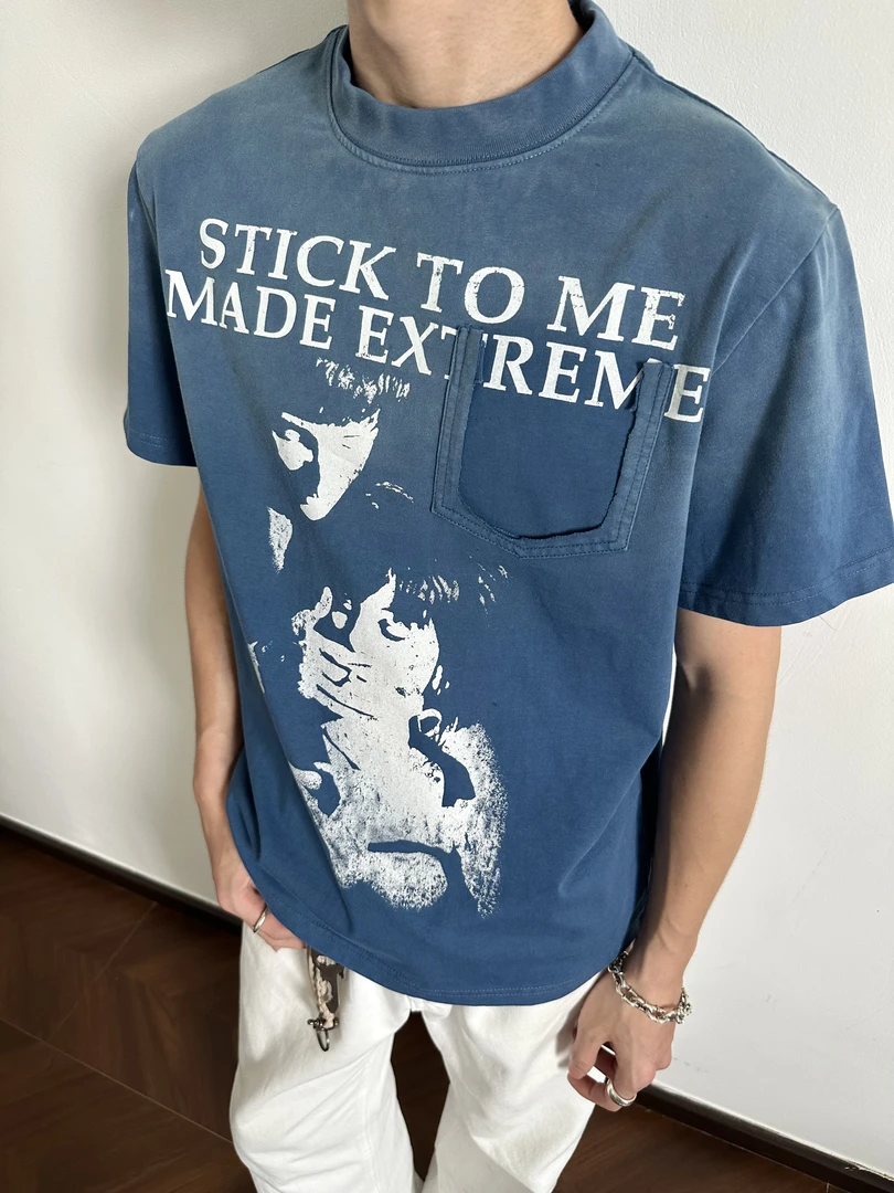 【EME】25SS蜡染棉水洗做旧复古工艺潮流印花圆领百搭夏季短袖T恤