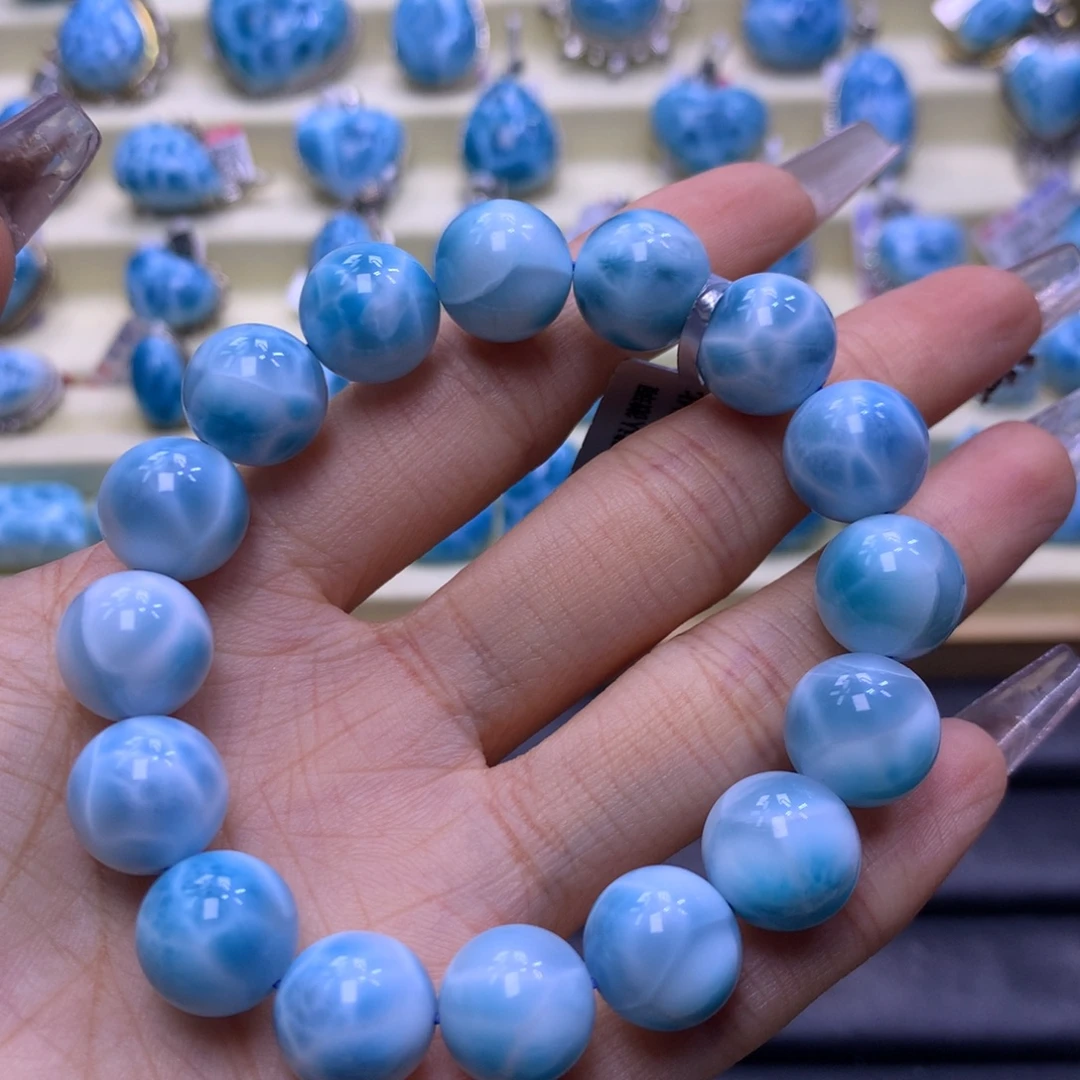 针钠钙石（海纹石）未镶嵌手链精品闪电12m