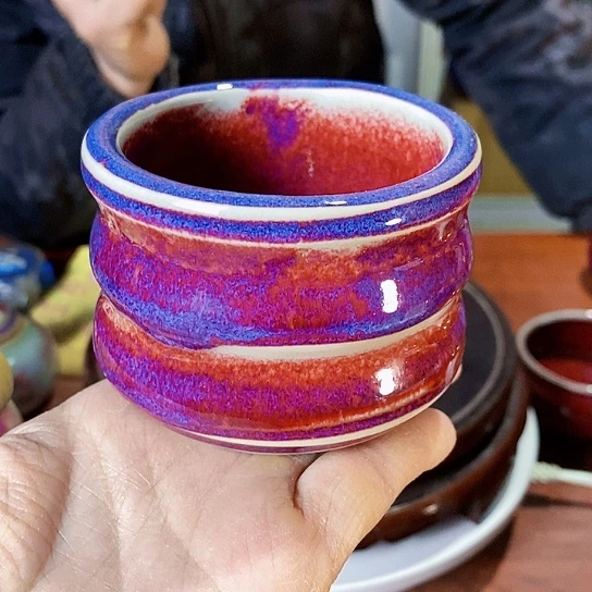 摆件尚峰钧窑作品竹节杯