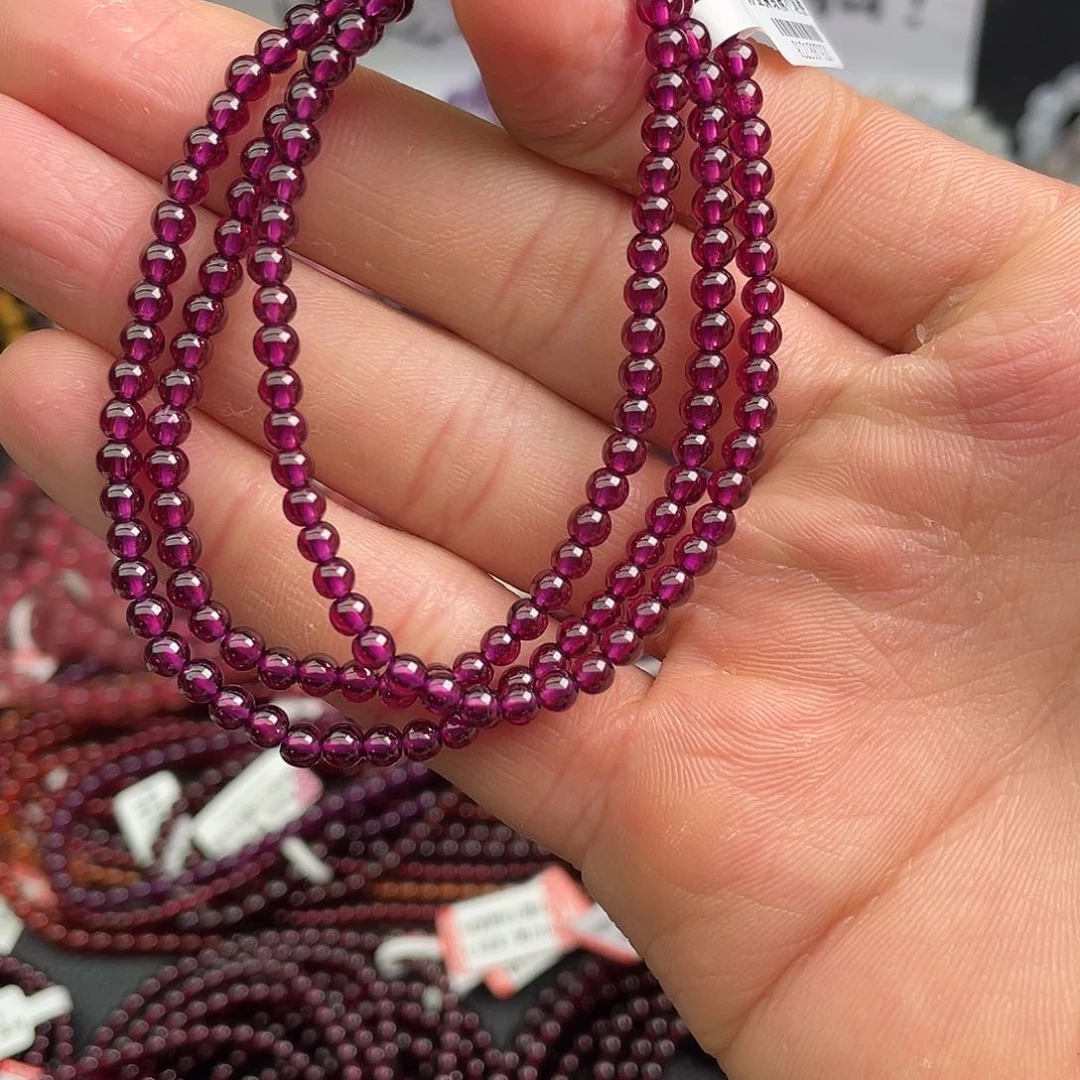 石榴石（紫牙乌）手链未镶嵌3.8毫米三圈紫牙乌