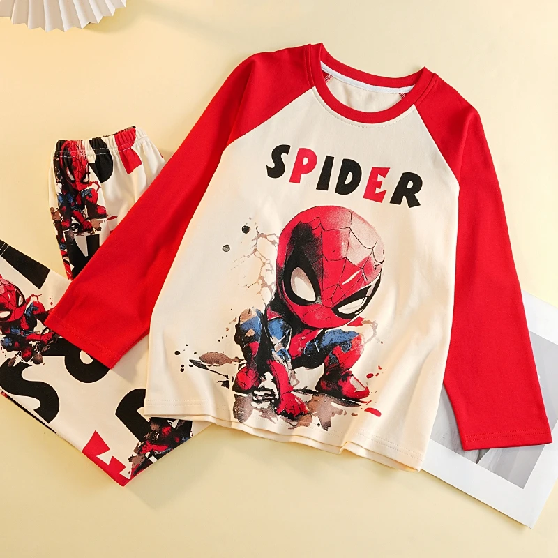 春秋睡衣男童帅气蜘蛛侠长袖纯棉套装儿童圆领男孩休闲全棉家居服