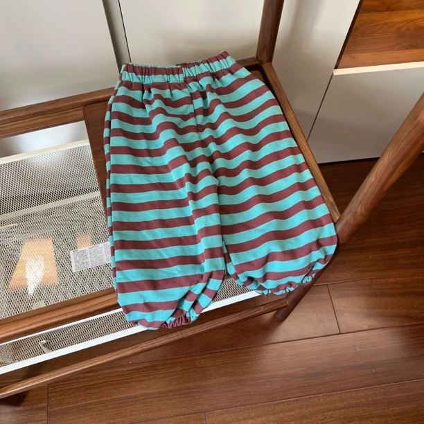 【编号F239】55555-3-16- 拼色横条纹卫裤-TZBB