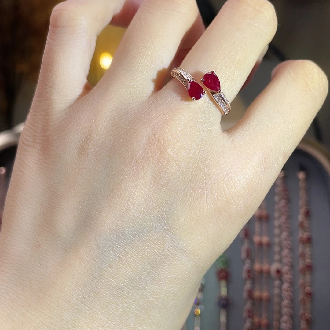 银S925镶嵌戒指红宝石