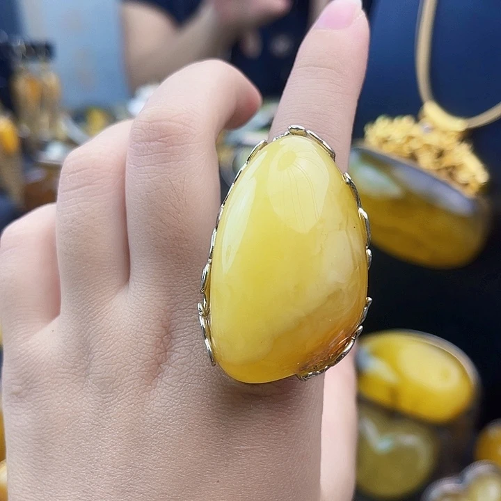 裸石琥珀银S925镶嵌