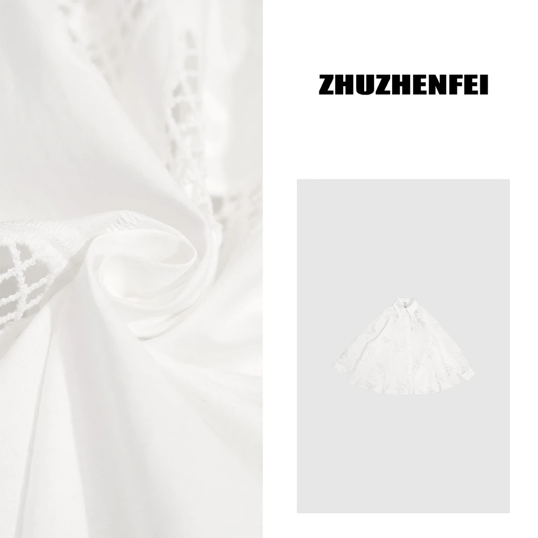 ZHUZHENFEI【悠悠日记】镂空设计棉感个性A版长袖衬衫Z352066