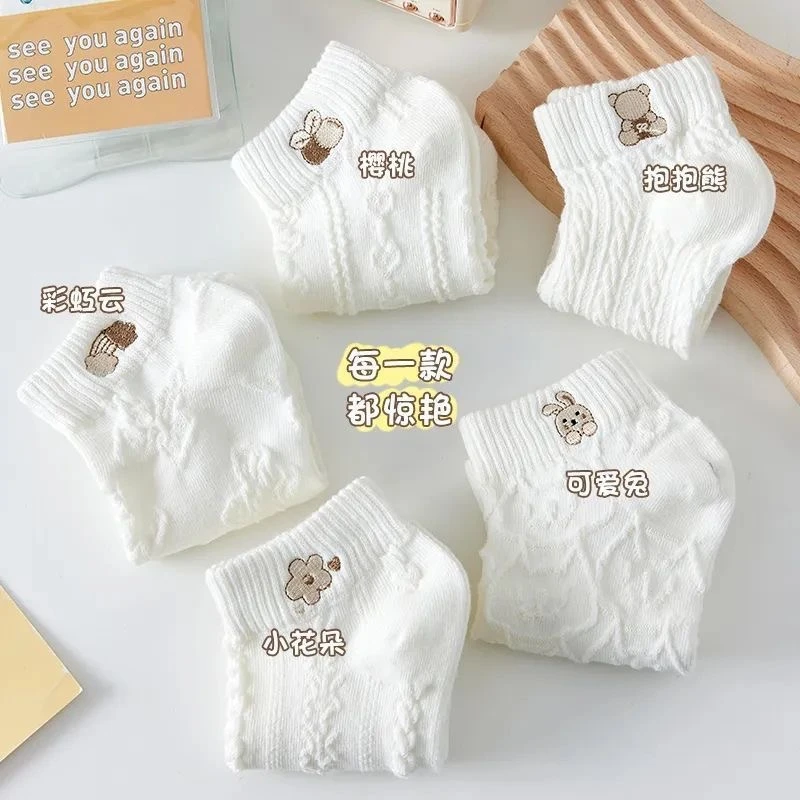【福利价5双装】春夏新款女袜小白袜女时尚薄款短袜子休闲透气船袜