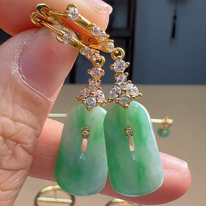 翡翠耳饰银S925镶嵌耳饰