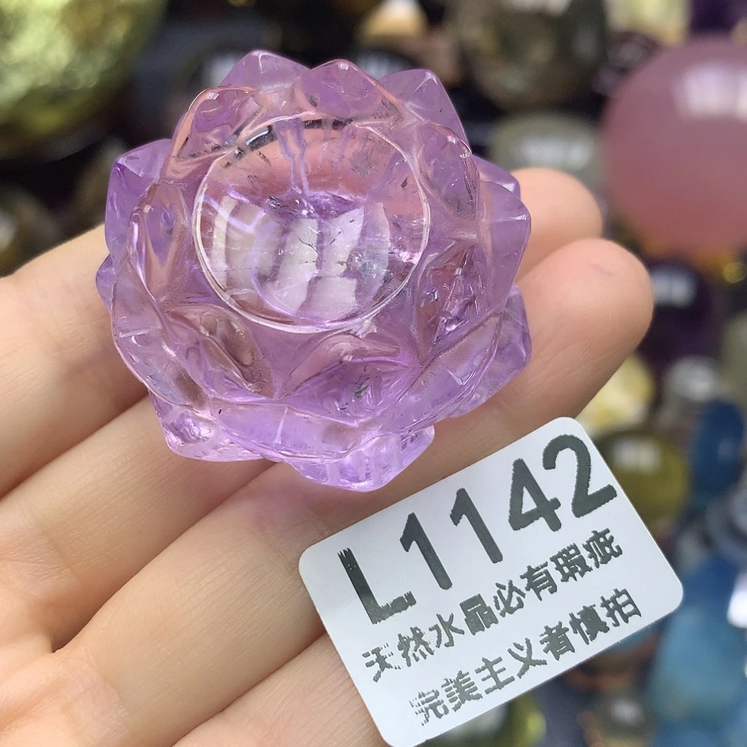 水晶未镶嵌珠宝半成品紫水晶莲花座摆件