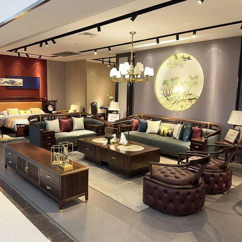 新中式实木沙发组合乌金木简约现代禅意别墅大小户型客厅家具定制