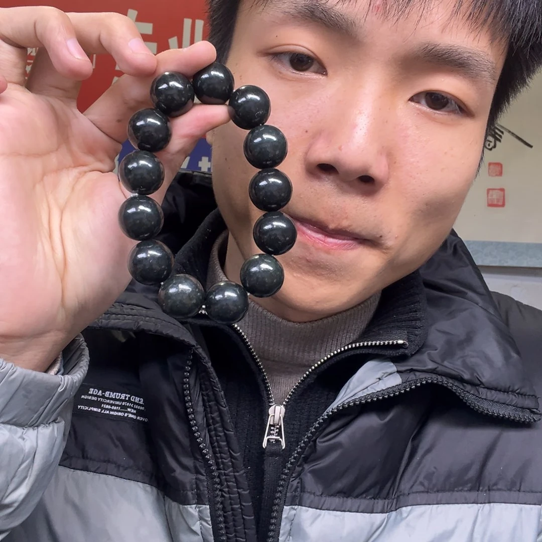 和田玉颈饰未镶嵌多样性新疆黑油青手串卡18