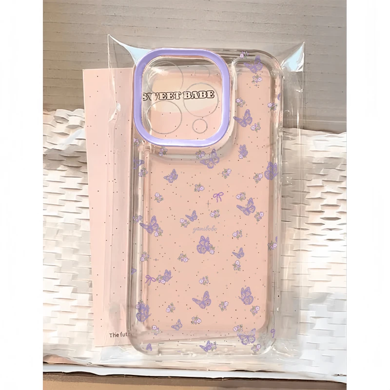BANCAins温柔紫碎花蝴蝶适用iPhone16/15手机壳华为vivo小米oppo
