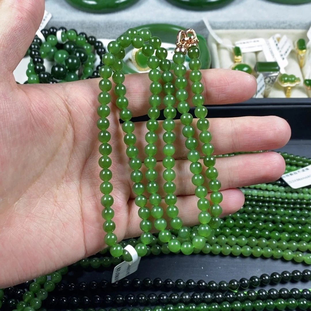 和田玉（碧玉）未镶嵌项链钰**?