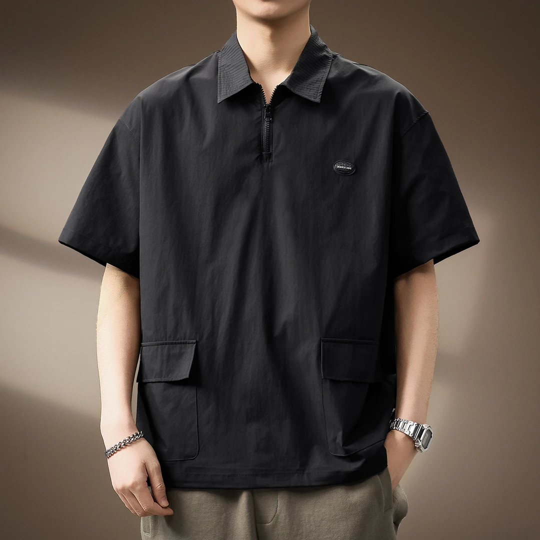 U&PURA高端冰丝速干撞色领口Polo衫男夏季新百搭舒适简约潮流T恤