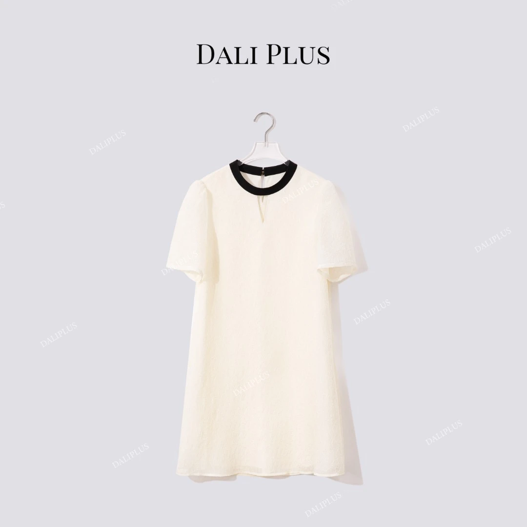 DALI PLUS“14姆米龟裂纹真丝圆领连衣裙”重磅桑蚕丝裙-D5BL1090