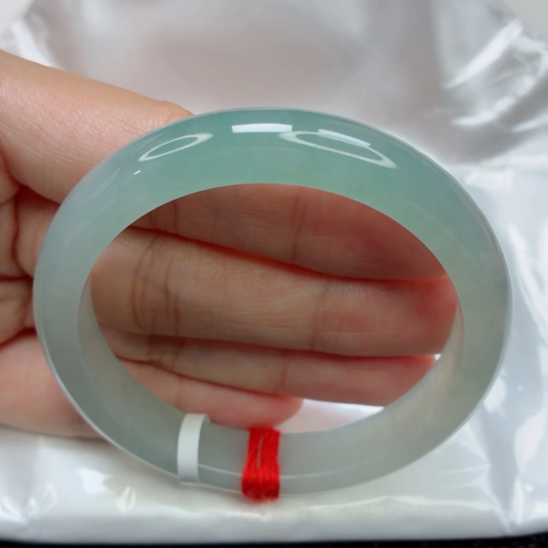 翡翠未镶嵌手镯老坑52圈冰底起光半山水012