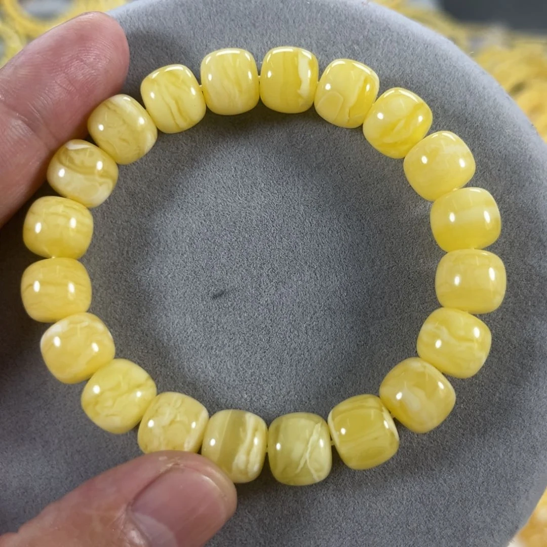 蜜蜡手串未镶嵌用****7纯天然俄料白花虎皮