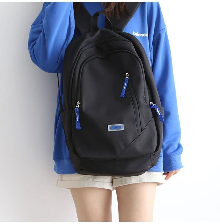 书包女大学生韩版百搭双肩包日系简约纯色大容量高初中校园背包女