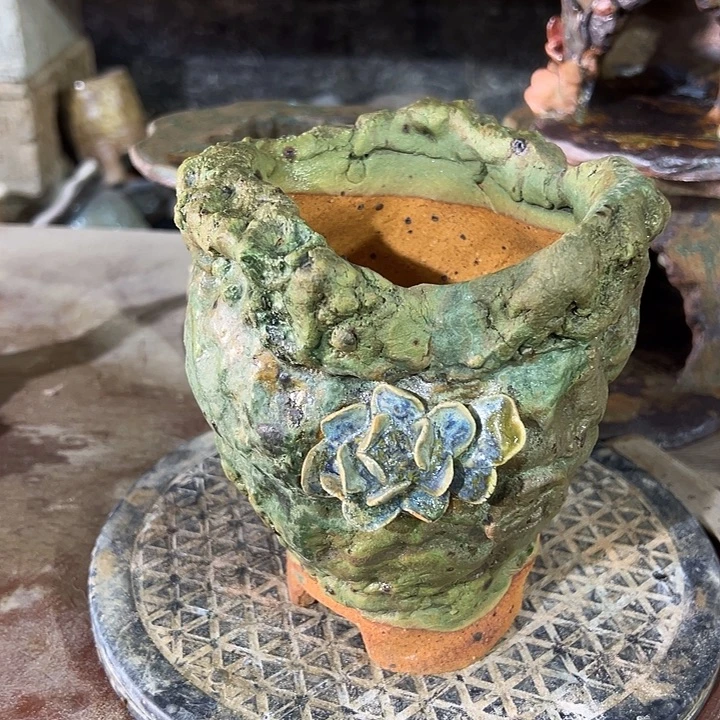 福利手工粗陶高温花器