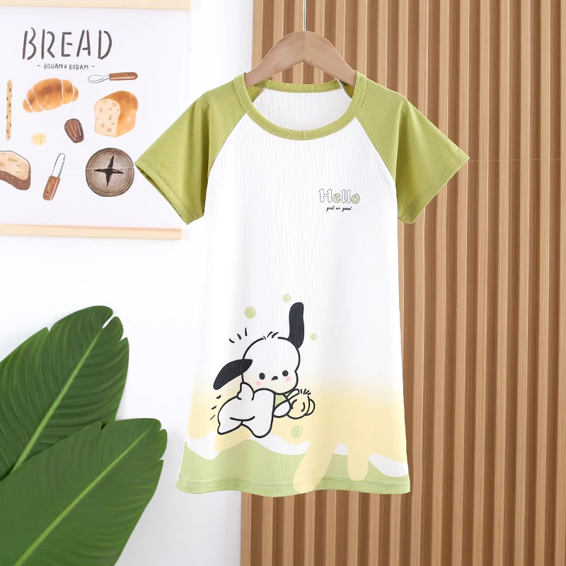 睡裙女童短袖家居服夏季薄款透气卡通公主风睡衣