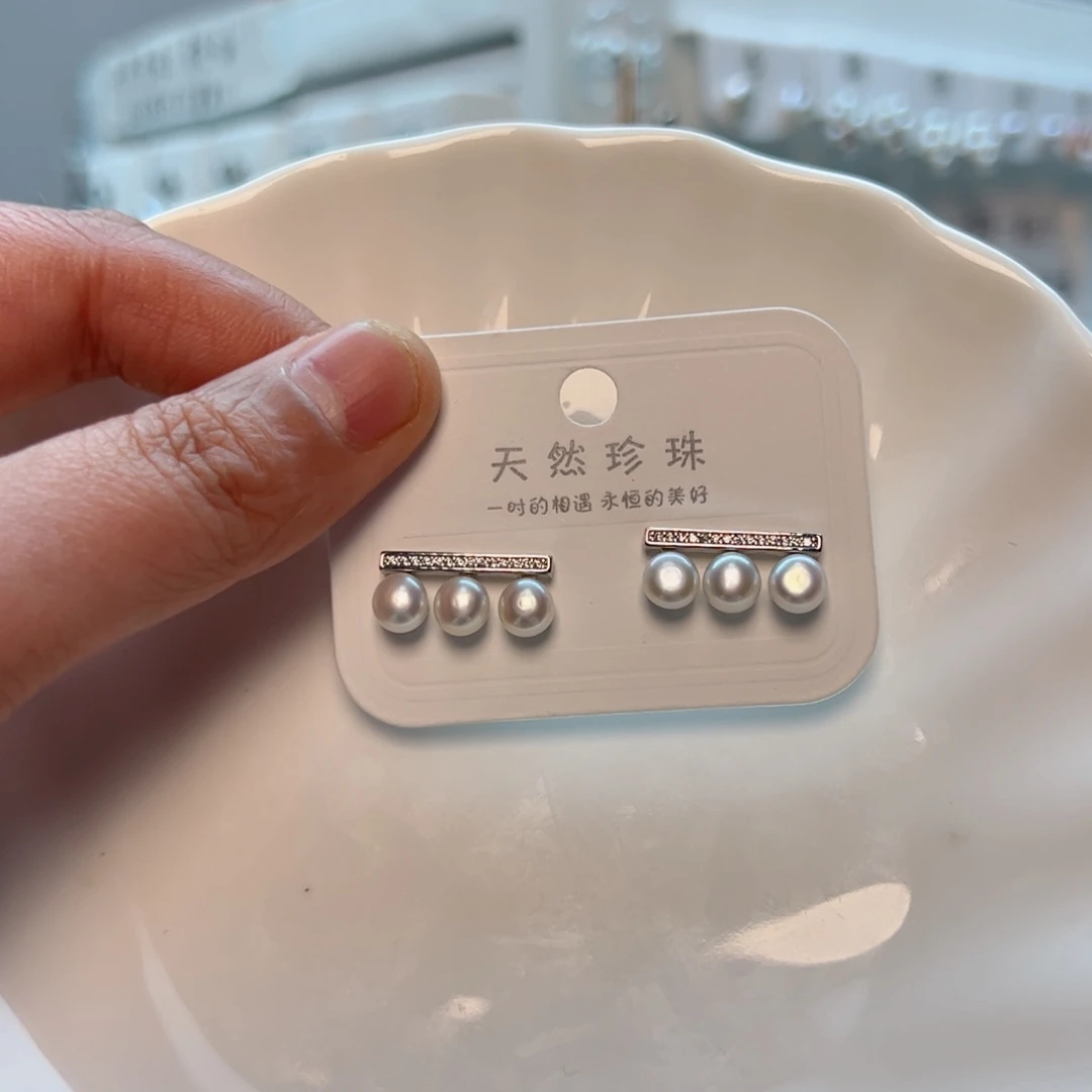 淡水珍珠耳饰银S925镶嵌