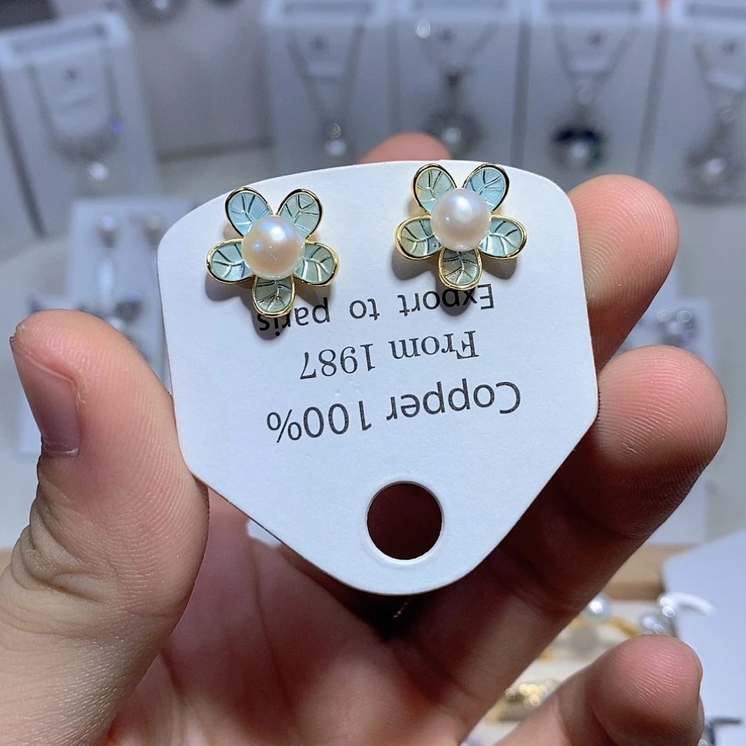 淡水珍珠耳饰银S925镶嵌