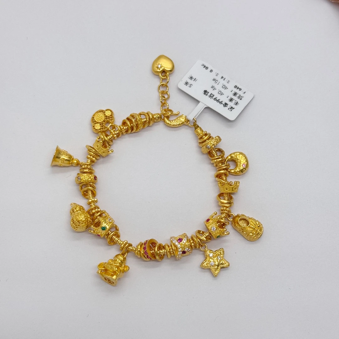 足金999手工盘缠 素金提溜财神 碎金圈 14CM 40.15