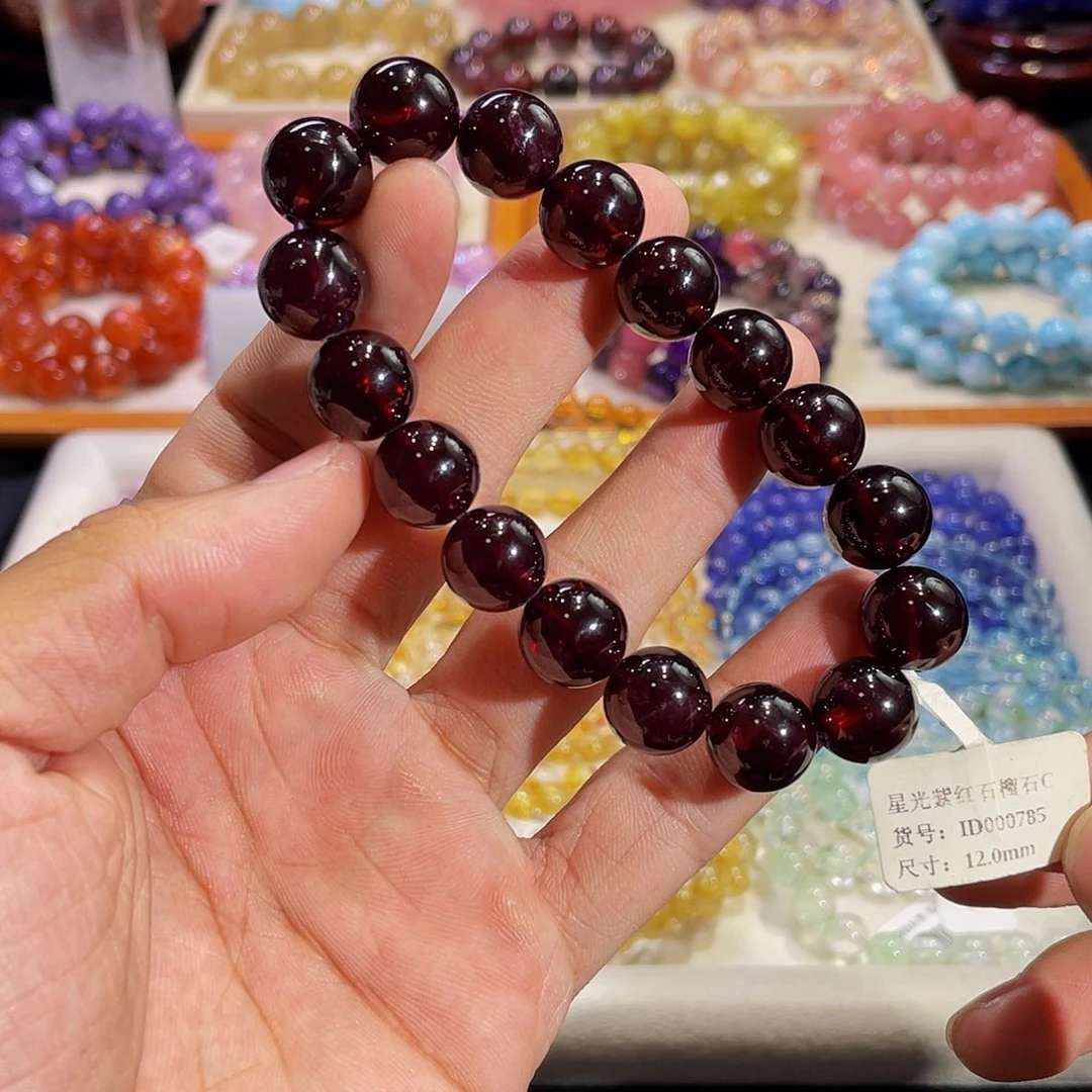 未镶嵌手链石榴石星光紫红石榴石12mm秒杀