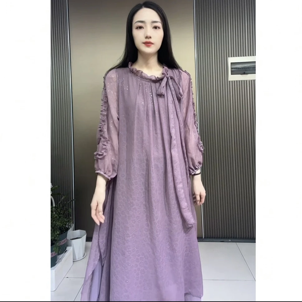 2198闪亮仙气百搭连衣裙显瘦遮肉中长款洋气减龄春夏新款