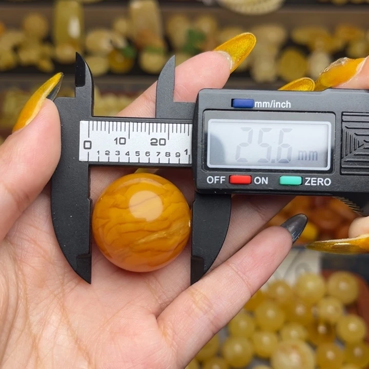 蜜蜡未镶嵌珠宝奇石200-天然蜜蜡老蜡妖花大圆珠