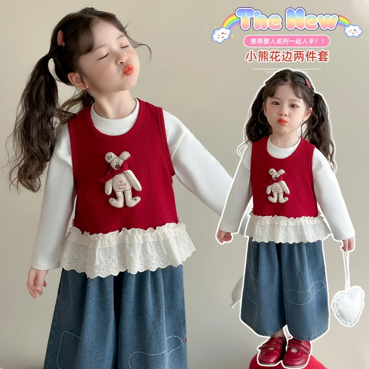 常规卡通印花女套头春秋休闲套装小童童装洋气秋季儿童韩版公主裙