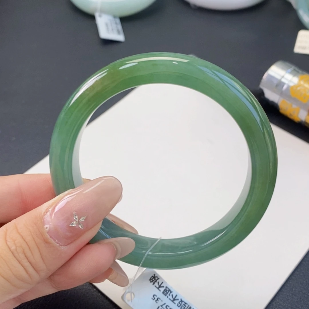 未镶嵌手镯翡翠53湖水绿 8号