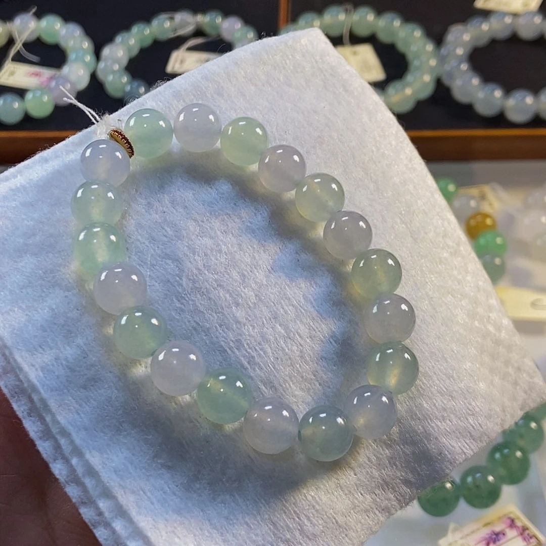 定制翡翠未镶嵌翡翠手串卡9.6