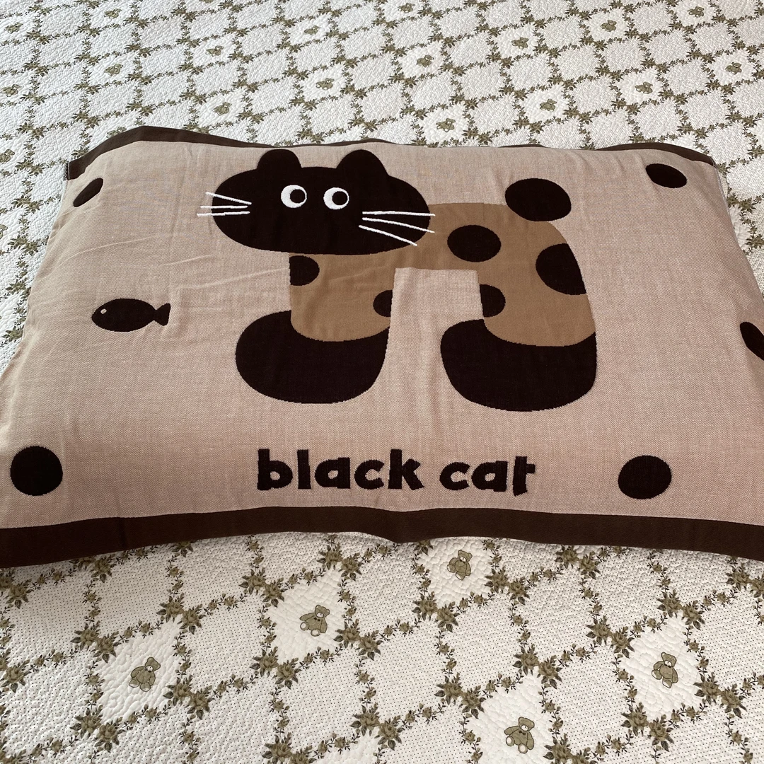 波点猫 纯棉枕巾