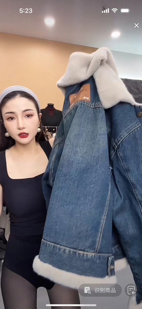 【曹艳精选】秋冬新款复古加绒牛仔外套休闲