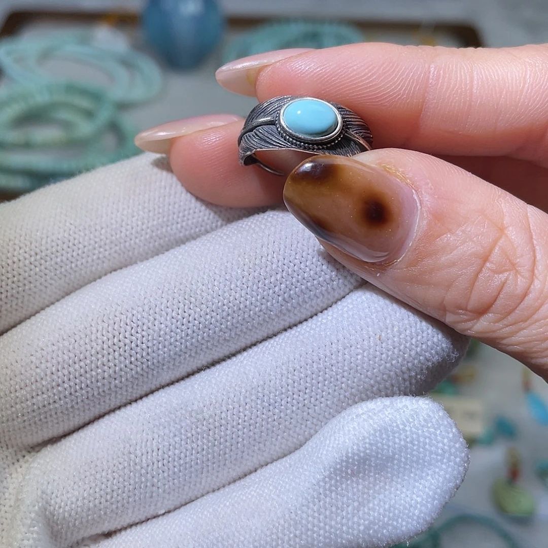 绿松石银S925镶嵌珠宝半成品