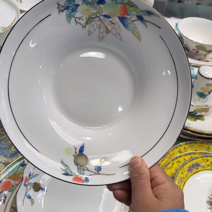 瓷片荔枝草帽深盘四个