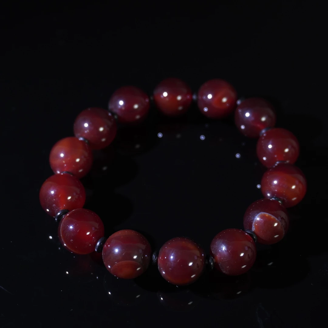 【国营/槐荫/手串】清晚期酒红玛瑙手串/HY352372