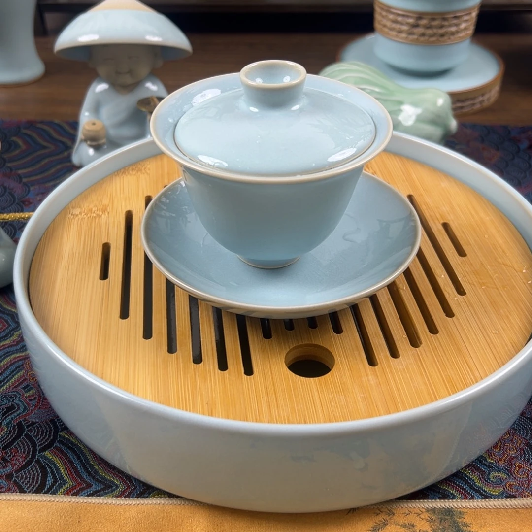 盖碗瓷原矿釉水元宝盖碗